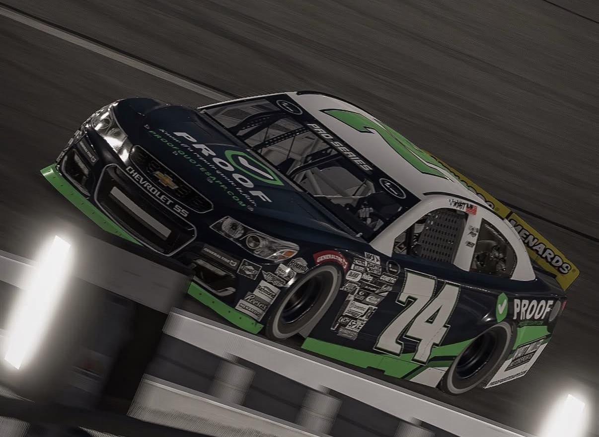 #74 Proof stock car under the lights